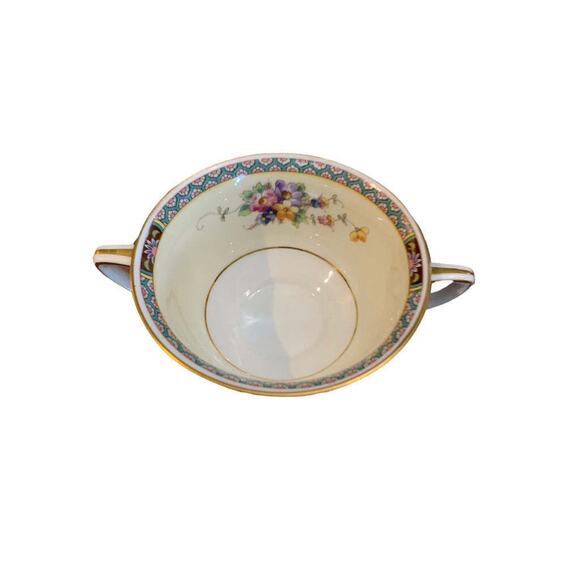H & C Heinrich Vintage Bouillon Cup Senta Pattern Broth Double Handle Floral - Picture 3 of 7